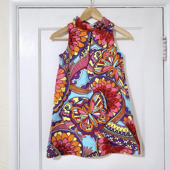 Lilly Pulitzer Colorful Butterfly Retro Mod Collared Girls Dress Size 10 - Picture 1 of 7